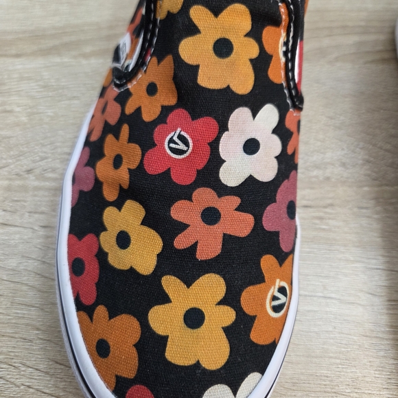 Vans Floral Slip-On Sneakers - Black, Orange, Red, White - Picture 9 of 11
